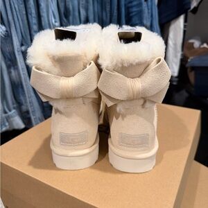 UGG Women's Cream Mini Bailey Suede Bow